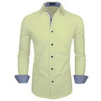 Zombom MenS Solid Cotton Blend Regular Fit Full Sleeve Collared Neck Casual Shirt For Men Light Yellow