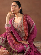 Libas WomenS Silk Blend Kurta Set (49507H_Pink