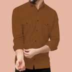 Rebelify Double Pocket MenS Casual Shirt - Regular Fit, Solid Spread Collar, Versatile Everyday Wear, Comfortable And Stylish De