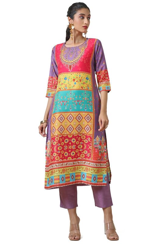 Soch WomenS Poly Muslin Kurta Set (Ewa4Ks10423A_Purple