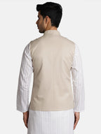 Wintage Poly Viscose Beige Solid Modi Nehru Jacket: Medium