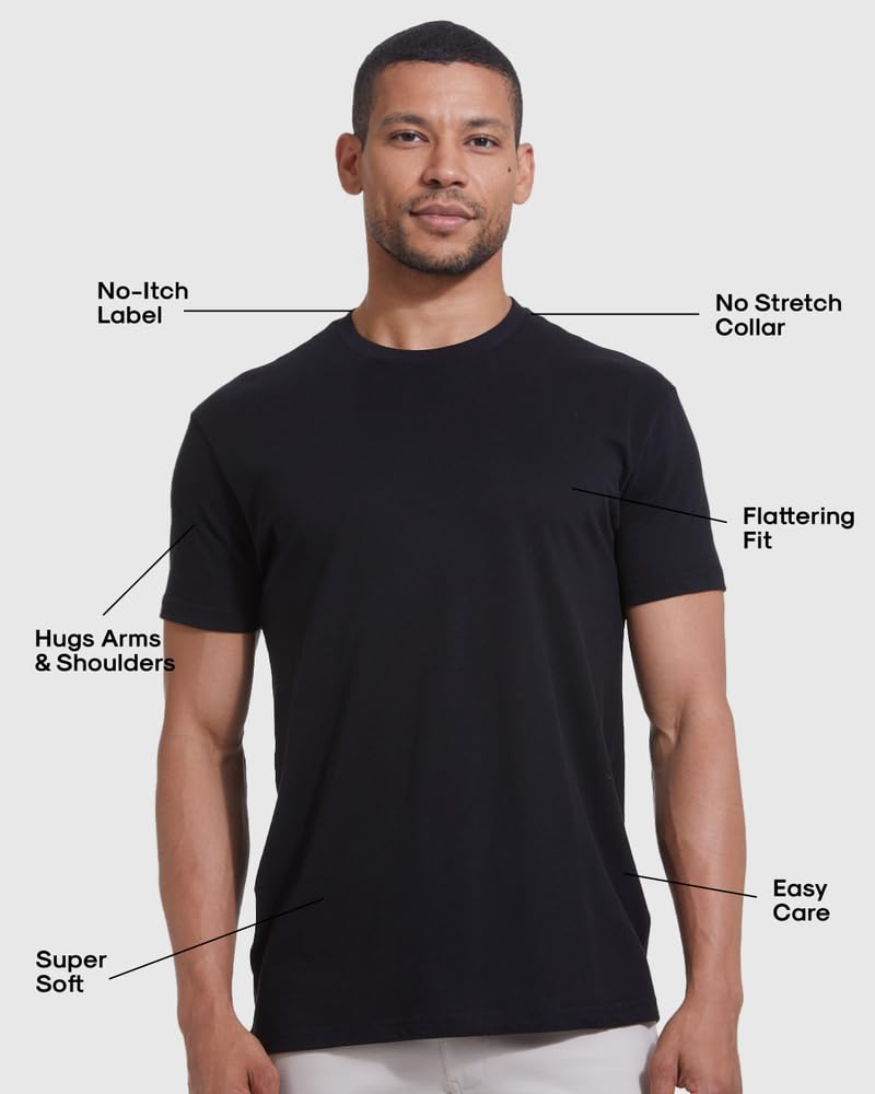 True Classic 6 Pack, Staple Color Pack, Men's Short Sleeve Crew Neck T-Shirt, Medium