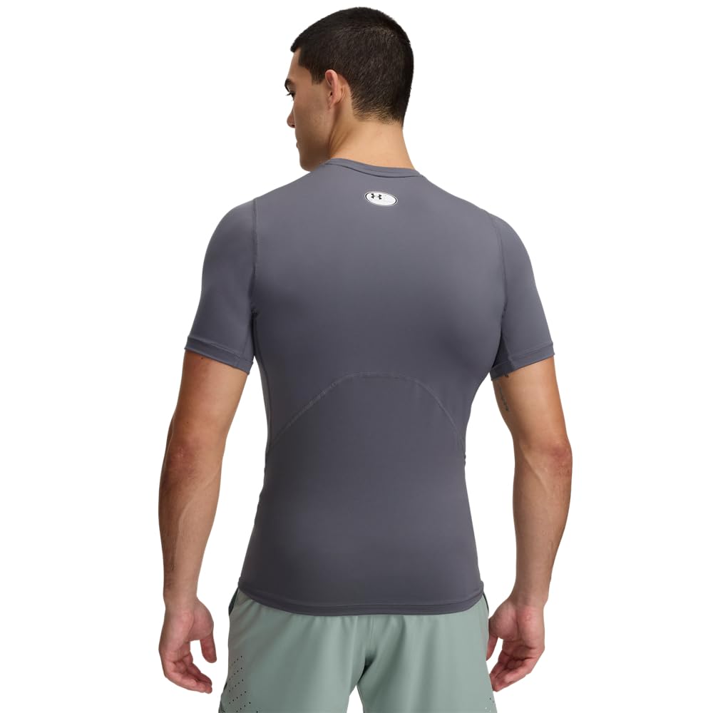 Under Armour Men's HeatGear Compression Short-Sleeve T-Shirt, Castlerock/White, M