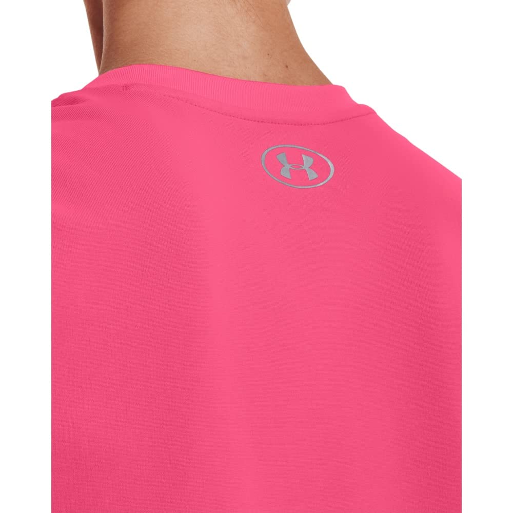 Under Armour womens Tech V-Neck Short-Sleeve T-Shirt , Cerise (653)/Metallic Silver , Small