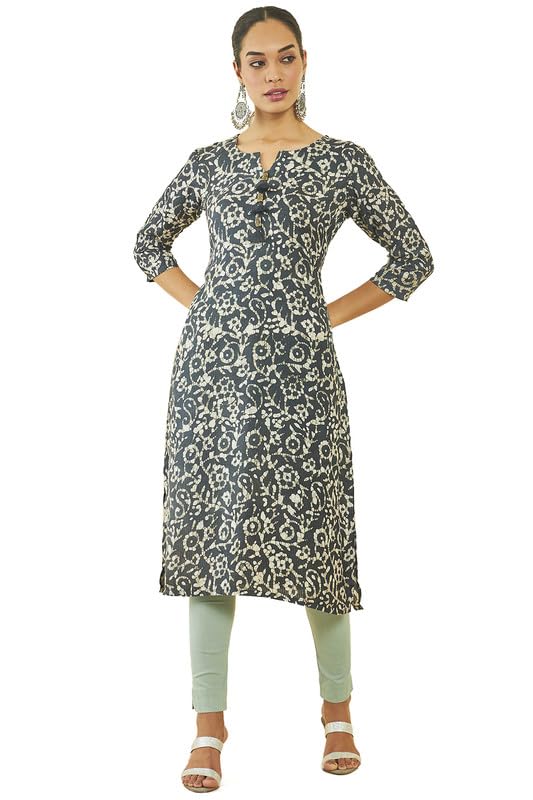Soch Women Viscose Batik Print Straight Kurta with Tassels