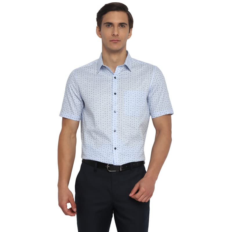 Turtle Men Cotton Blue Reguler Fit Printed Shirts
