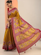 Libas Womens Solid Cotton Blend Saree With Blouse Piece