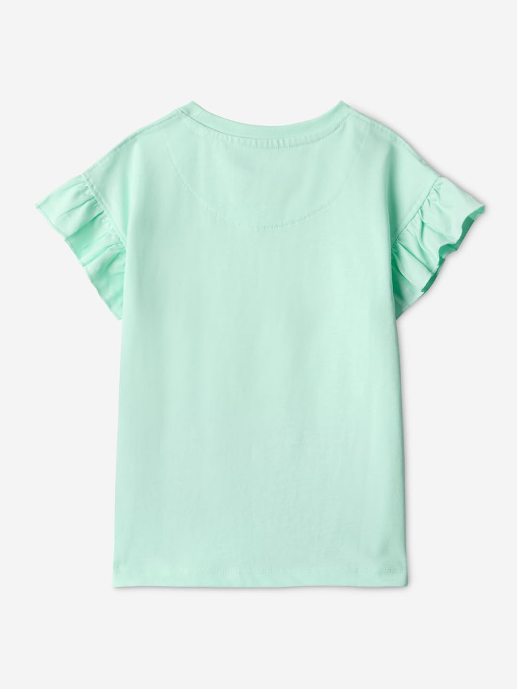 The Souled Store Looney Tunes: Flower Power Girls Round Neck Green Graphic Printed Cotton Flutter Sleeve Tops (2-8 Yrs)