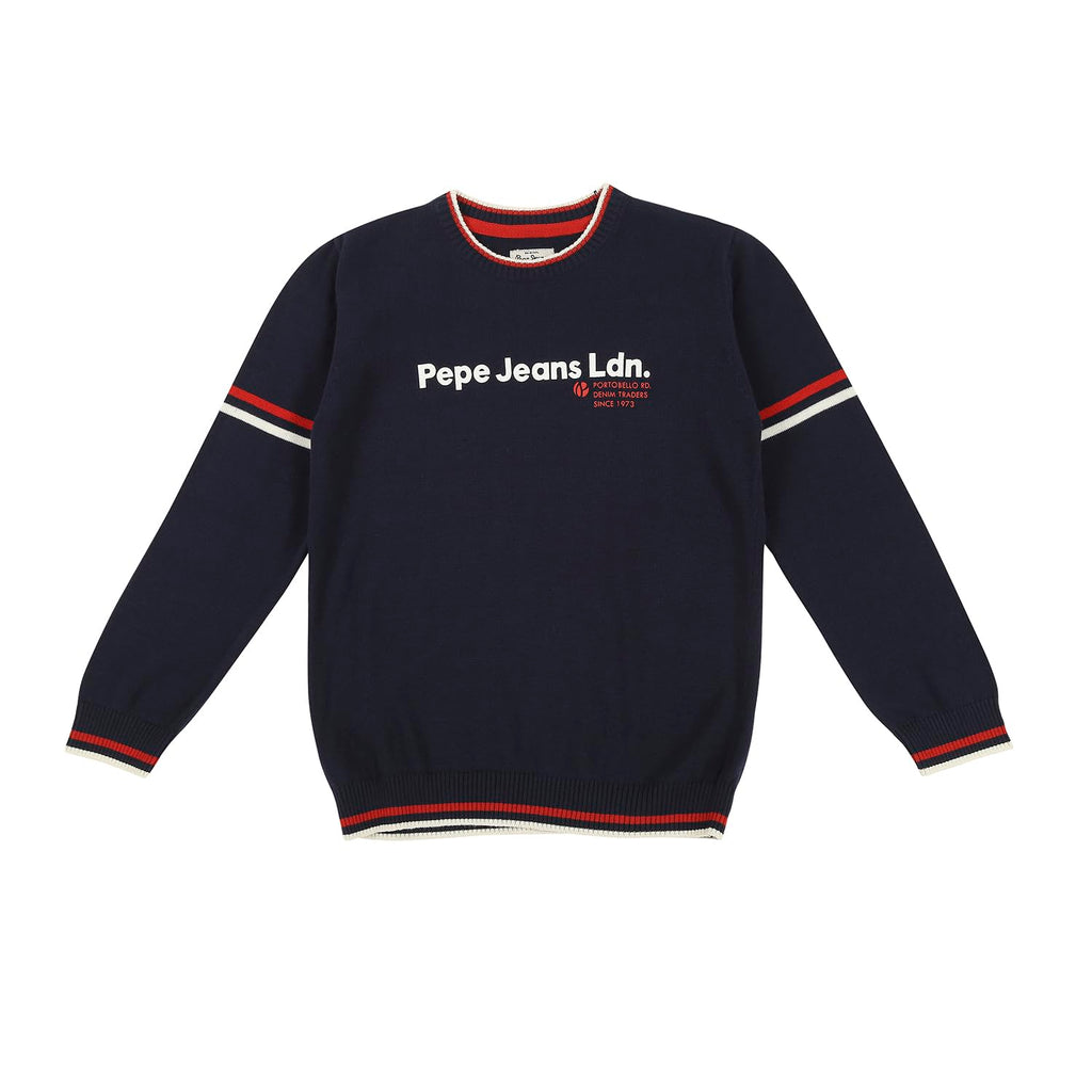 Pepe Jeans BoyS Cotton V-Neck Sweater (Pb701169_Navy_12)