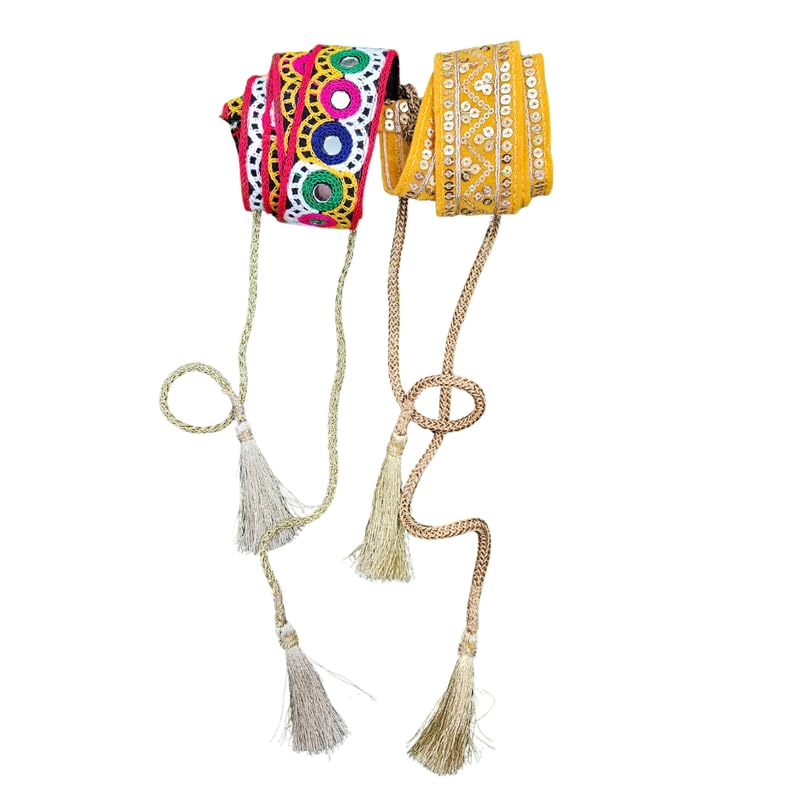 The Cool Grandmom Traditional Embroidery Set Of 2 Traditional Fabric Belts For Women | Vaddanam Kamarbandh Kandok Waist Belt For 44
