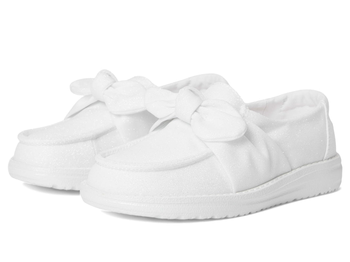 HEYDUDE Womens Wendy Bow Stardust (Little Kid/Big Kid), White, 3 Little Kid 3