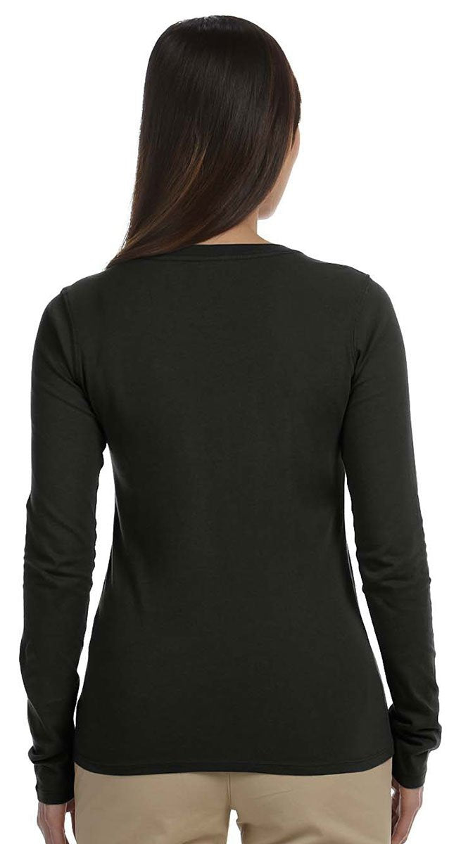 Ladies 44 oz 100% Organic cotton classic Long-Sleeve T-Shirt - BLAcK - S(D0102H7Z228)