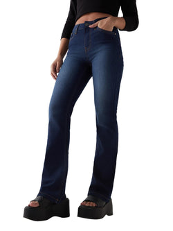 Bewakoof Womens Washed Bootcut Polycotton Jeans_646020_Blue_28