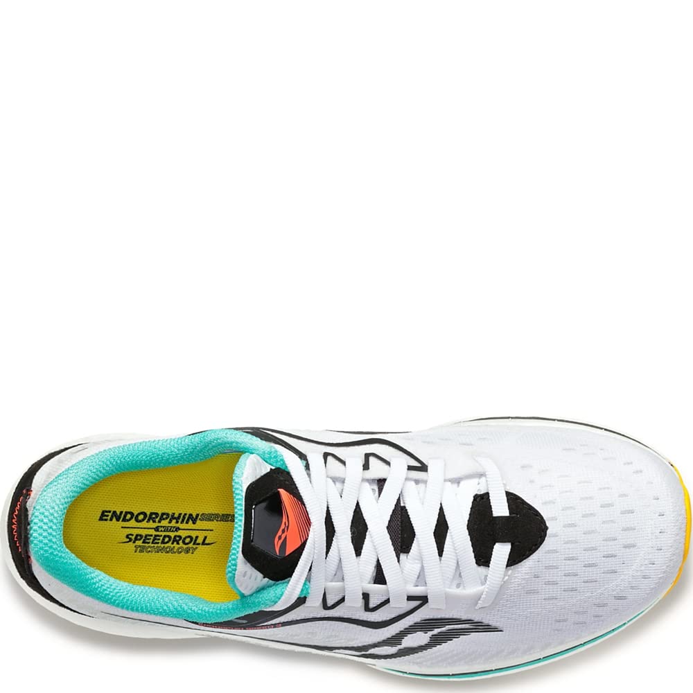 Saucony Women's Endorphin Speed 2 Running Shoe, White/Black/Vizi, 5