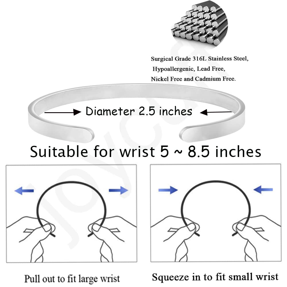 Friendship Gifts for Women Encouragement Birthday Christmas Cuff Bracelets for Friends Handmade Stainless Steel Best Friend Jewe