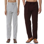 Digital Shopee Men'S Eco-Friendly Cotton Pyjama Pack Of 2 | Maroon + Melange Grey | 32-40Inches