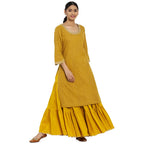 Fabindia WomenS Cotton Regular Kurta Set (102427501_Mustard