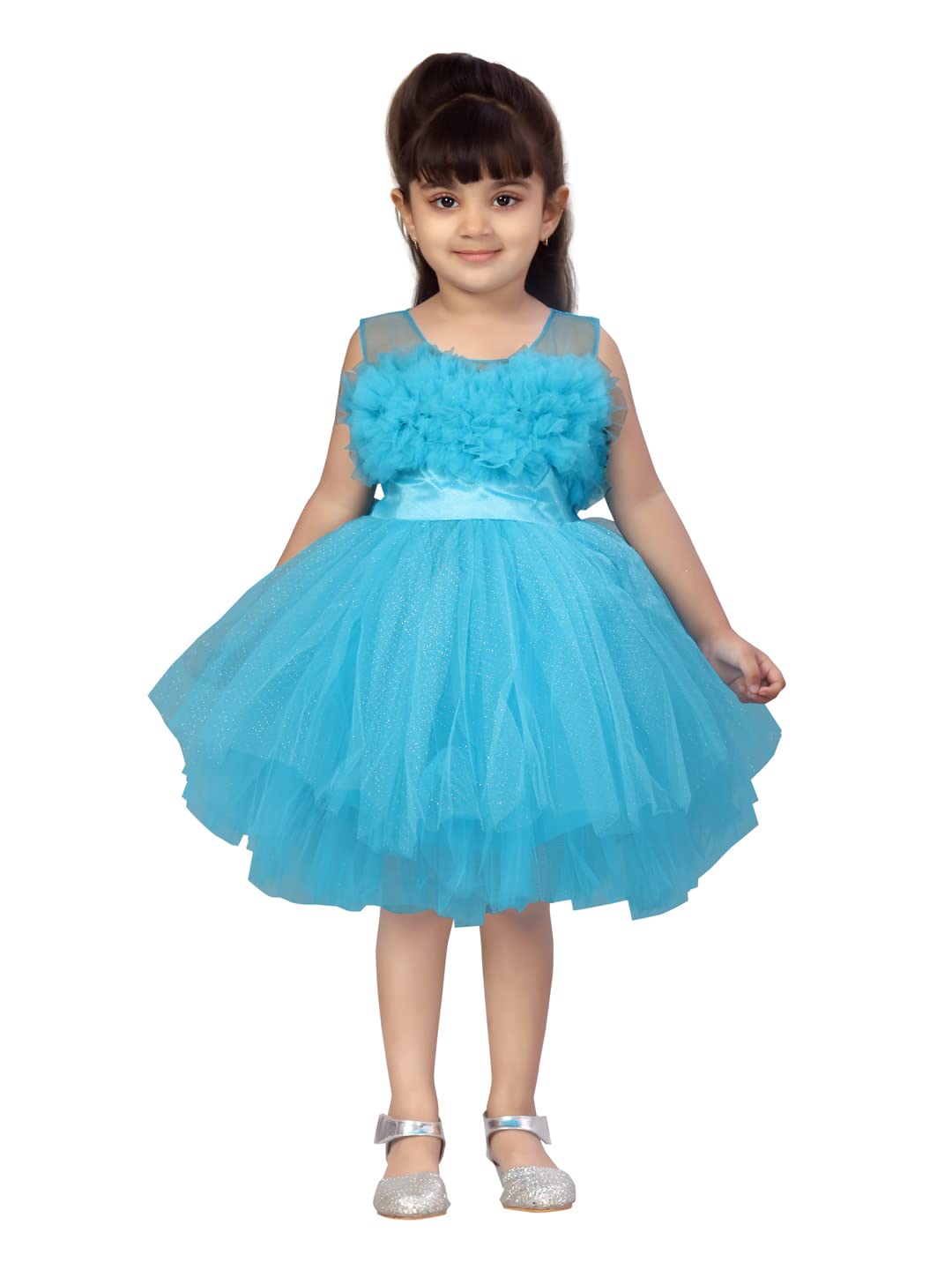 Aarika Baby-Girls Nylon Fit and Flare Knee-Length Dress (FK-1655_Firozi_18)