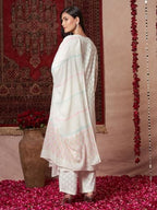 ANNI DESIGNER Womens Rayon Viscose Printed Straight Kurta with Pant & Dupatta (Mirai WHITE-VKS03_M_White_Medium)