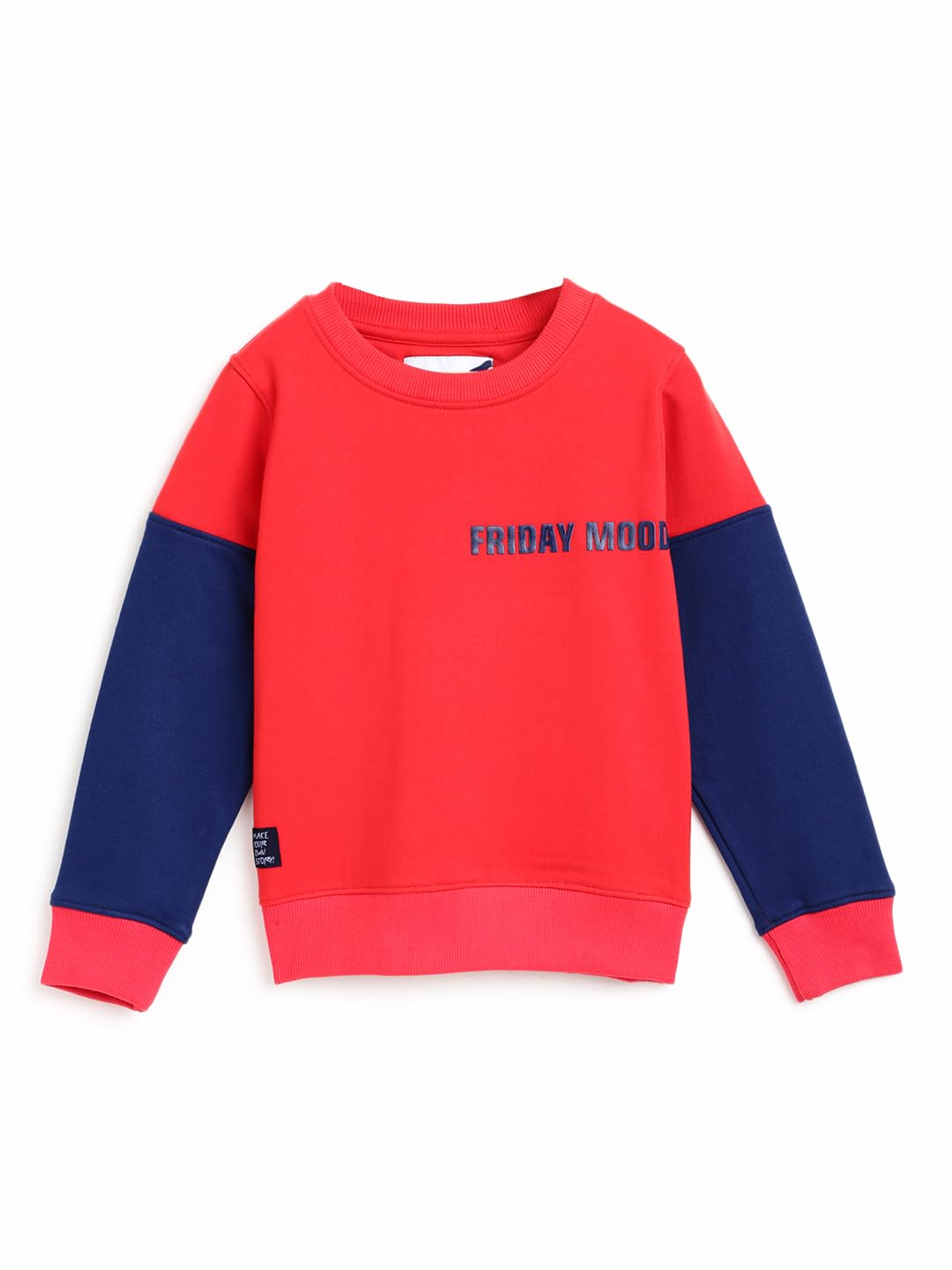Tales & Stories Red Cotton Blend Solid Sweatshirt Winterwear for Boys 13-14