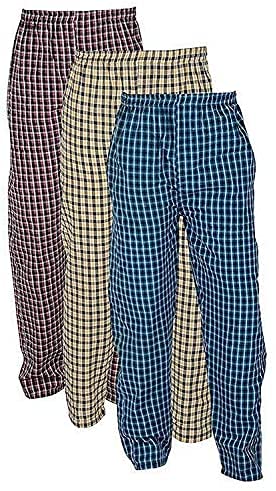 DIGITAL SHOPEE Mens Cotton Checkered Casual Style Pajama Lower Pant- Pack Of 3 (Color-Multicolor),Free Size