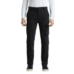 Black Mid Waist Straight Fit Cargo