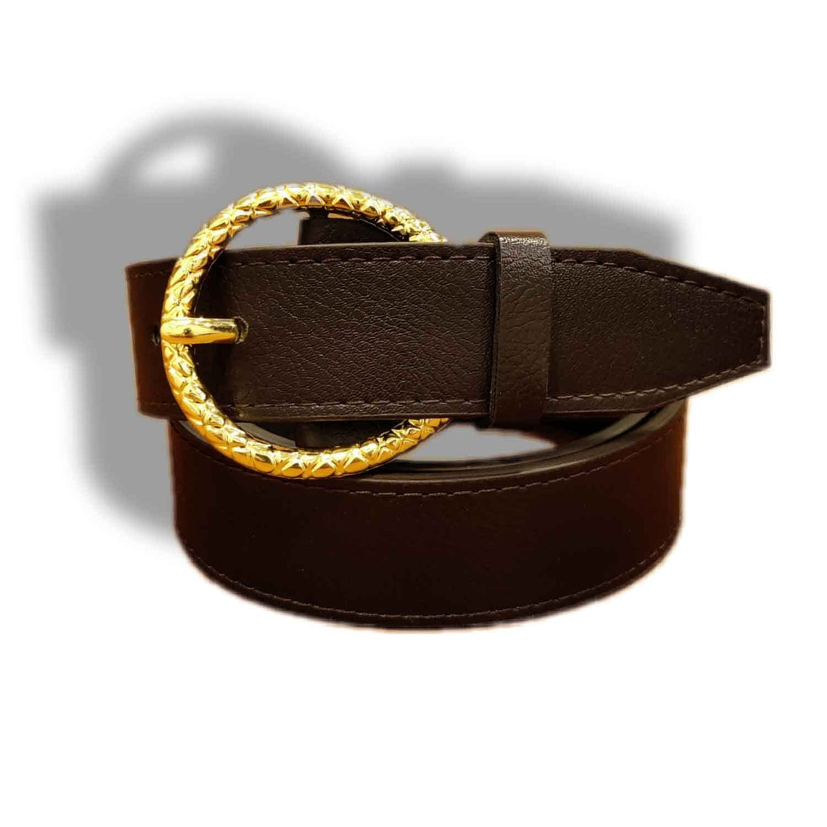 Urbanity WomenS Horseshoe Brown Golden Buckle Pu Leather Waist Belt (32, Brown Golden) 32