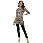Anubhutee Women'S Rayon Grey Geometric Printed Straight Kurti