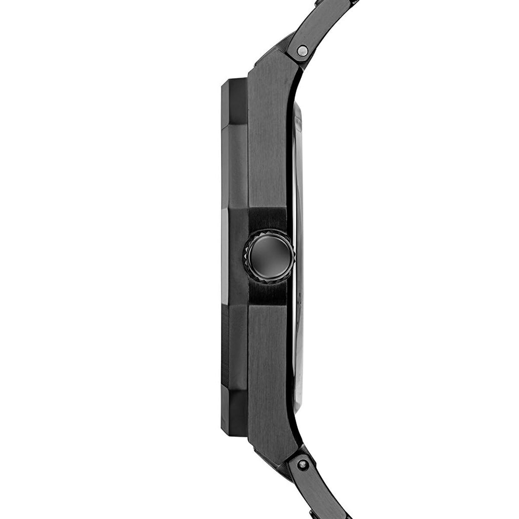 GUESS Mens 42mm Watch - Black Strap Black Dial Black Case