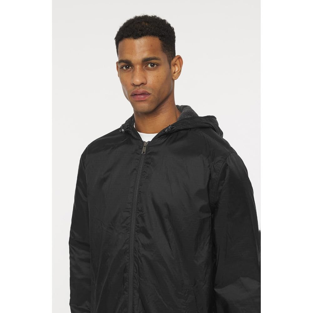 Mens Fleece-Lined Hooded Nylon Jacket - BLAcK - M(D0102H7ZXH2)
