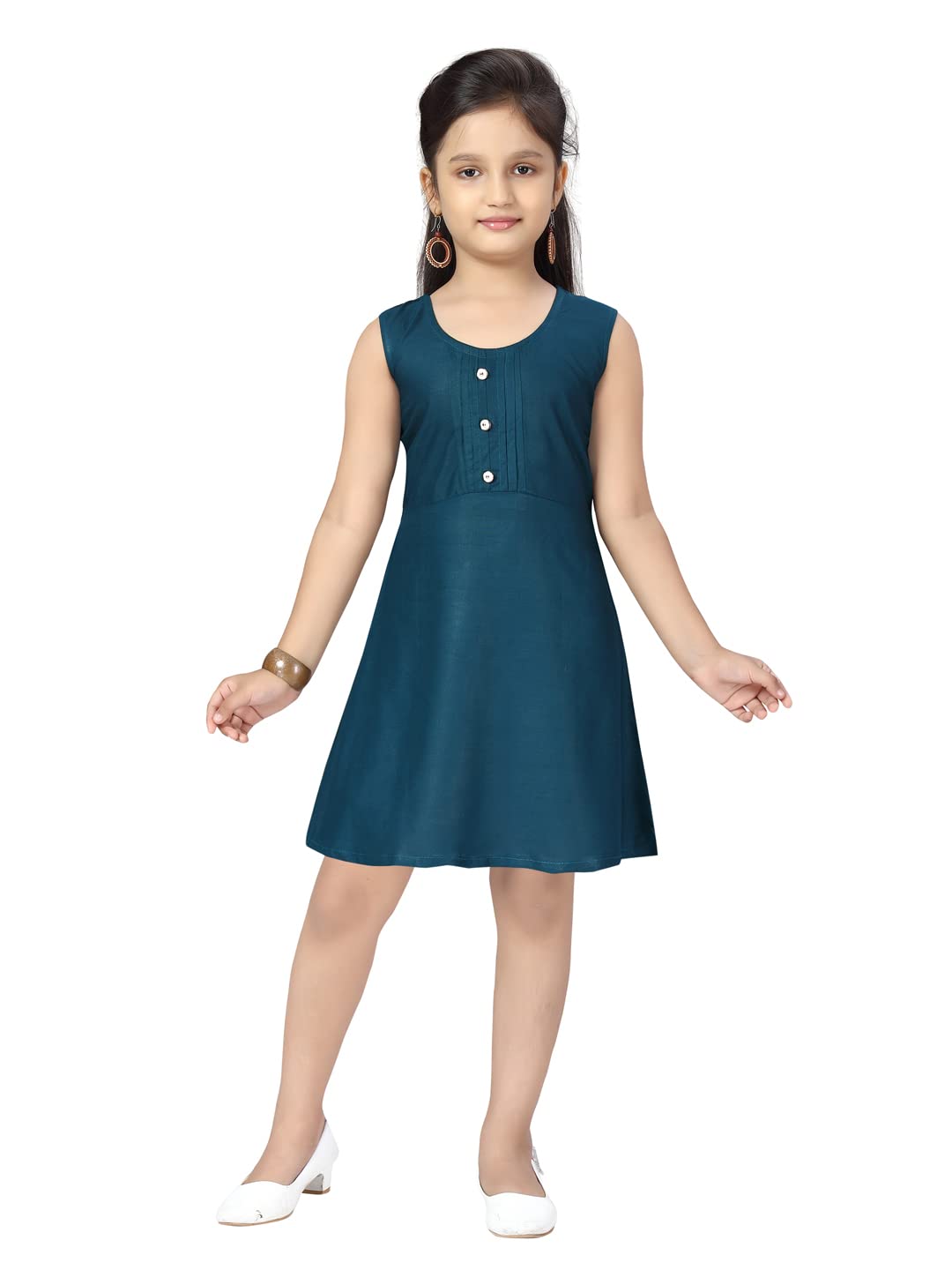 Aarika Girls Cotton Skater Knee-Length Dress (MD-E-3_Rama_30)