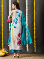ANNI DESIGNER Womens Cotton Blend Straight Printed Kurta with Pant & Dupatta (HIBIKI CREAM_L_Cream_Large)