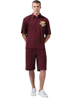 The Indian Garage Co Mens Relaxed Fit Badges Half Sleeves Johnny Collar & Set Co-ords Set