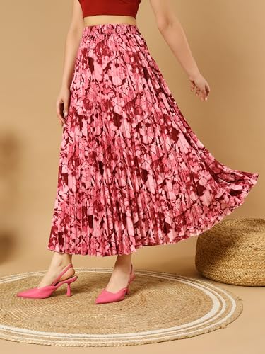 Kzully Crepe Western WomenS Maxi Skirts Red