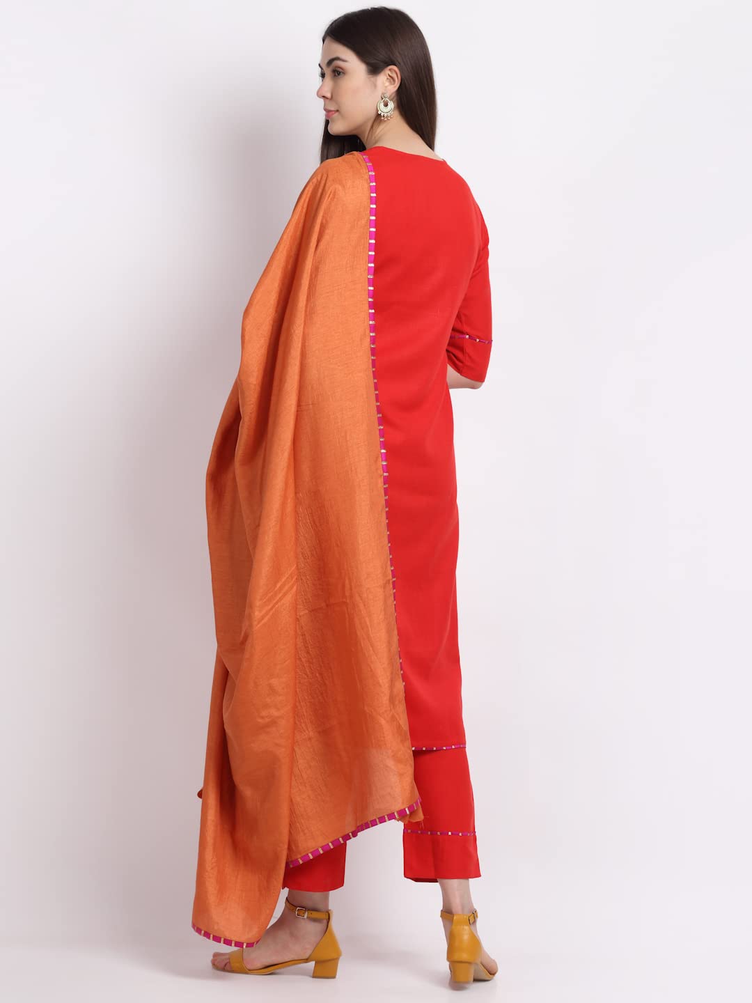 Anni Designer Women'S Cotton Blend Straight Kurta With Pant & Dupatta (Gubghat)