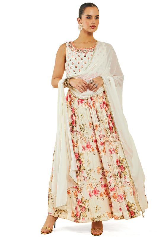 Soch Women Georgette Gown with Floral Print and Embroidery