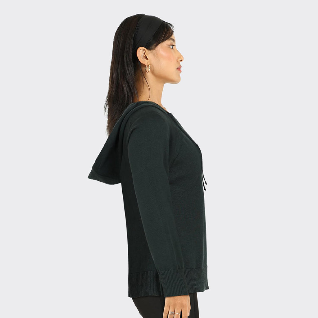 BlissClub at-Ease CottonKnit Hoodie | 100% Cotton Hoodie | Adjustable Hood | Relaxed Fit