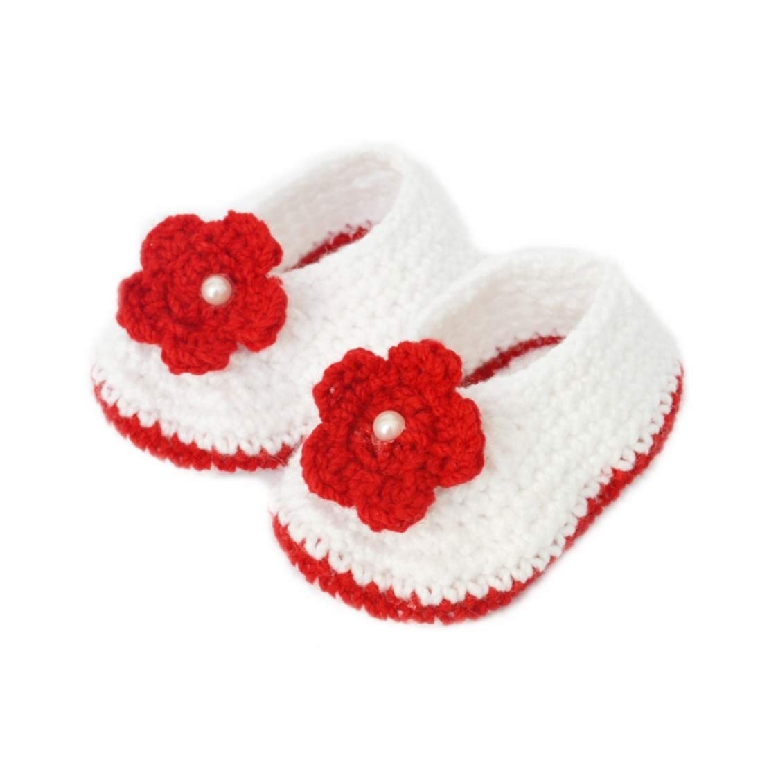 Love Crochet Art Baby Girls Flower Crochet Knitted Woollen Booties (Multicolour, 12 Months) 12