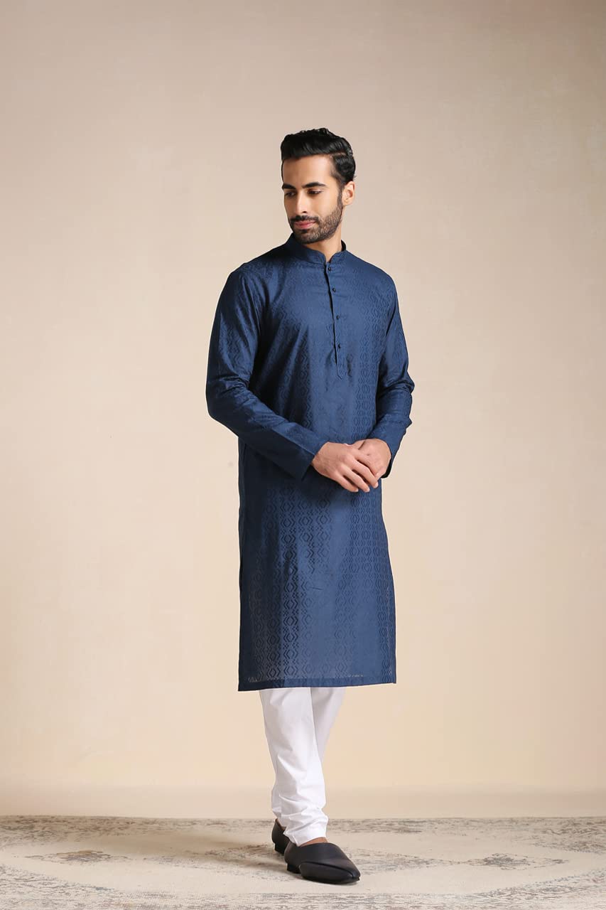 Manyavar Kurta Set For Men, Full Sleeves Mandarin Collar Ethnic MenS Kurta Set For Engagement, Wedding, Party Cotton All Over S