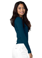 Adar Underscrubs for Women 2 Pack - Long Sleeve Underscrub Comfort Tee - 2902 - Caribbean Blue - L