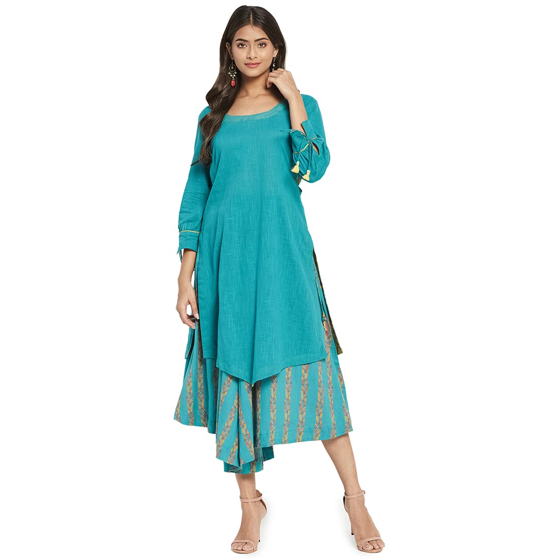 Fabindia WomenS Cotton Solids Regular Kurta (210648501_Turquoise