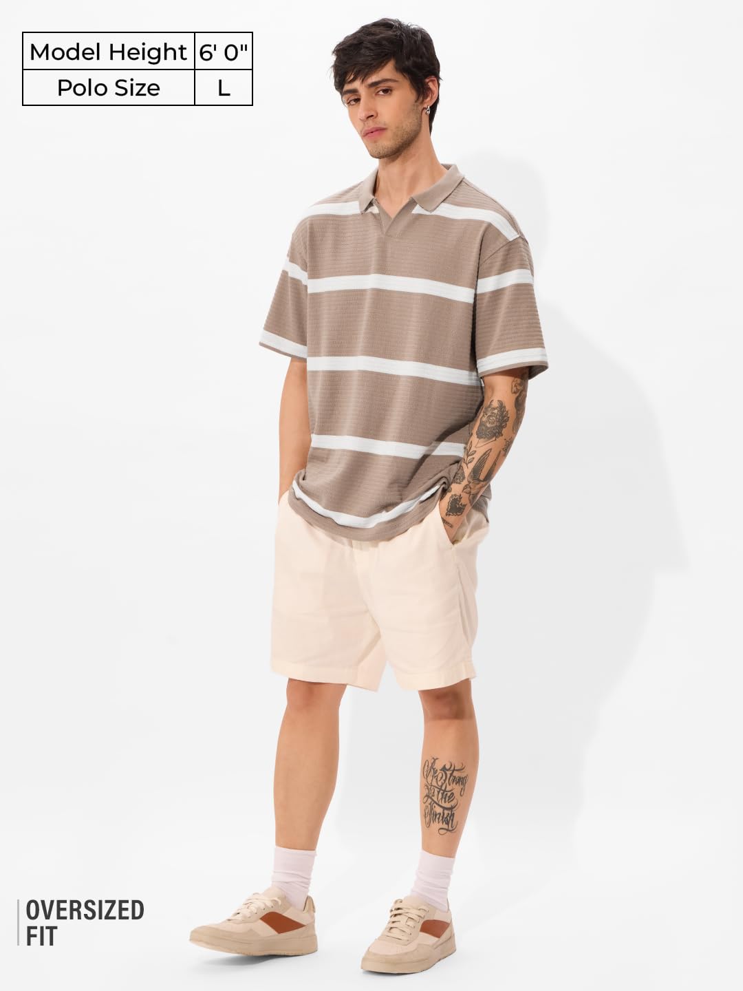 The Souled StoreClay Men and Boys Short Sleeves Collared Neck Cotton Blend Oversized Polos