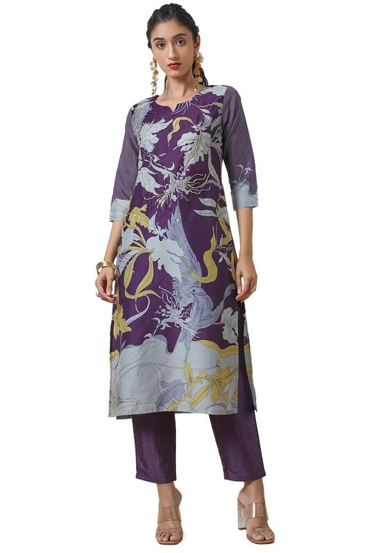 Soch WomenS Poly Muslin Kurta Set (Ewa4Ks10421A_Purple