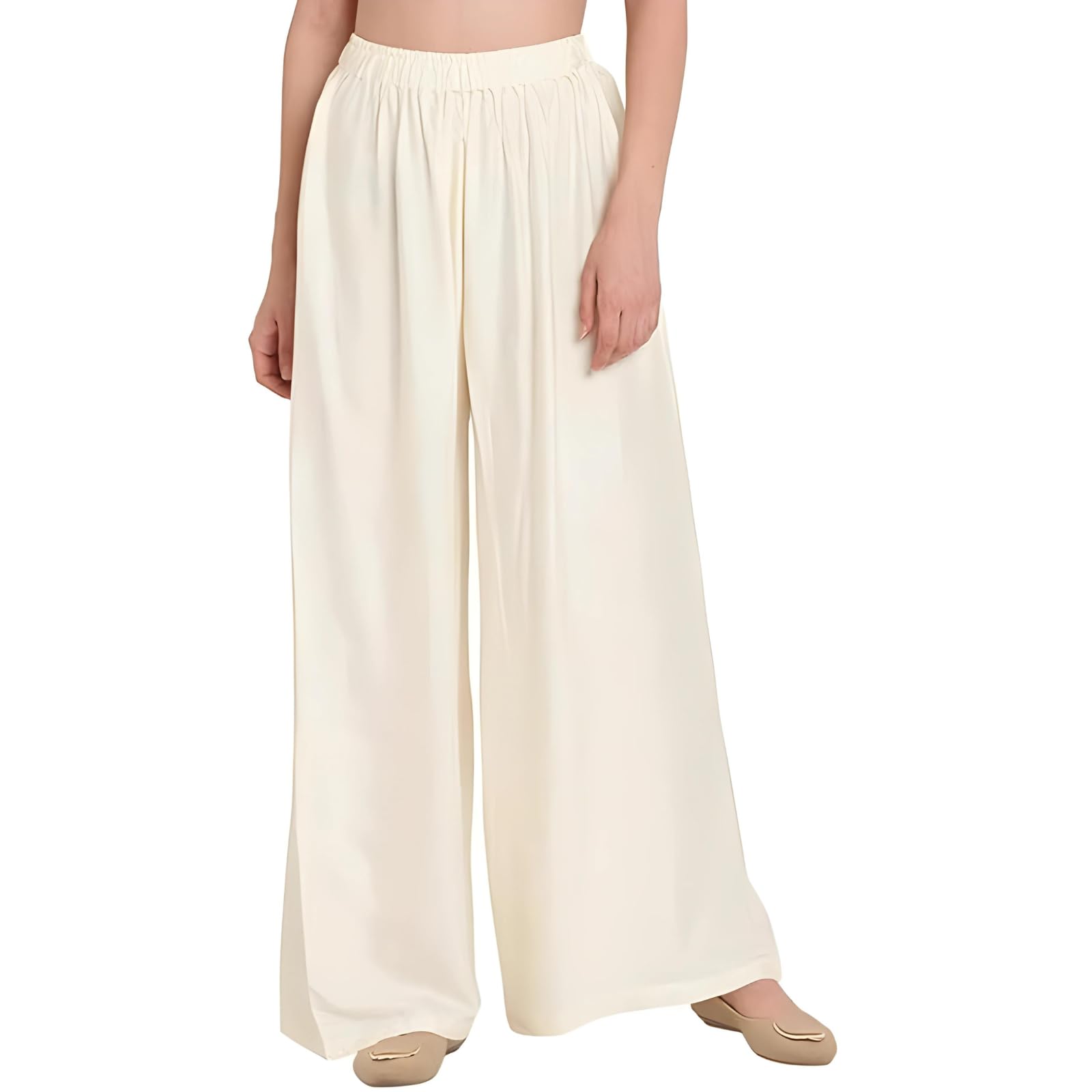 Fashion Gallery WomenS Rayon Relaxed Fit Palazzo Pants With Full Length Pull On Closure And Elasticated Flexible Waist|Palazzo 