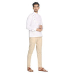 Manyavar Printed Full Sleeves Casual Wear Short Kurta For Men - (White, Xx-Large)
