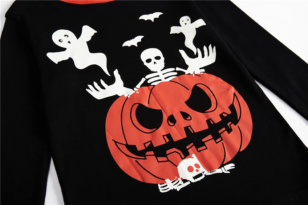 Popshion Kids Halloween Pajamas Pumpkin Girls Nightmare Before Christmas Sleepwear Toddler Boys Halloween Glow in the Dark Pjs S