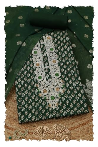 Soch Women Jam Cotton Floral Print Unstitched Dress Material with Zari