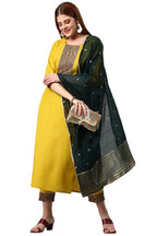 ANNI DESIGNER Women's Cotton Blend Solid Kurta and Pant with Dupatta Set (Start-MUSTRED_M_Mustard_Medium)