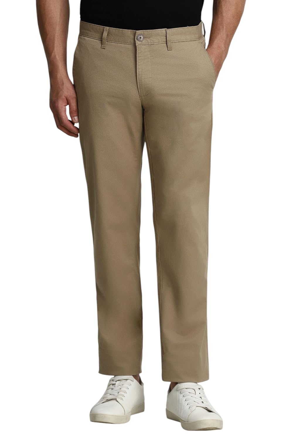 Louis Philippe MenS Tapered Pants (Lytfcslpb37311_Khaki, Mid Rise, 32