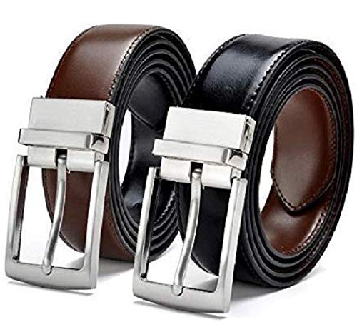 Kaezri MenS Leather Formal Belt (Black; 30) 30